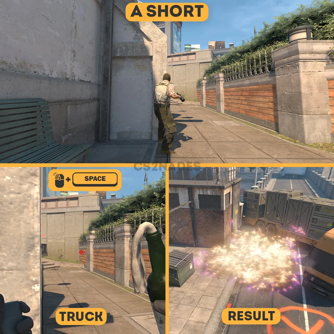Truck molotov from Toilets approach